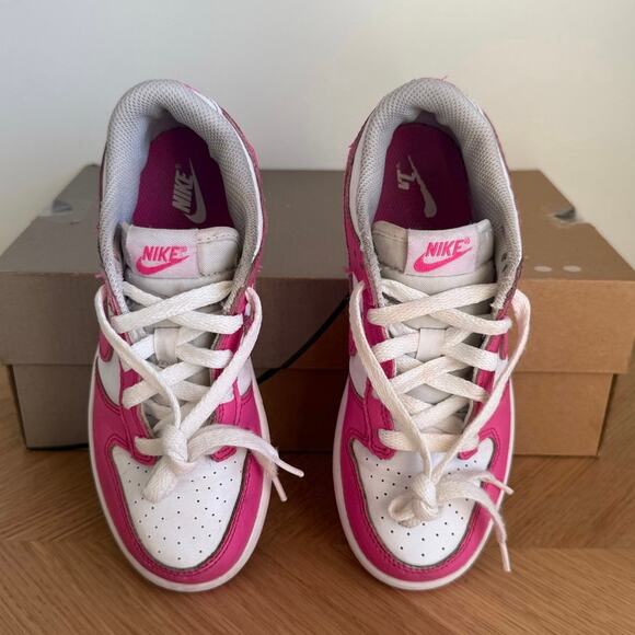 Nike Dunk Pink Fuchsia/White Kids Sneakers- SZ 2 Y - Picture 7 of 13